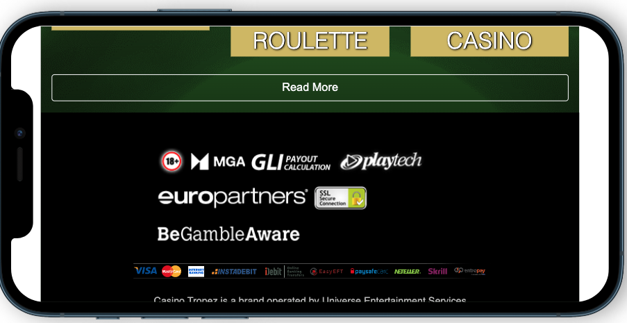 Casino tropez Payment Methods CA